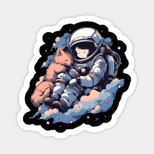 The cat accompanies the astronaut Sticker